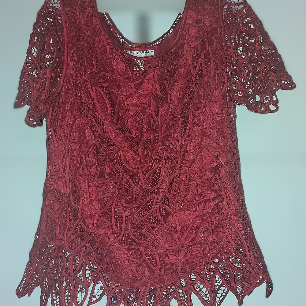Elegant Lace Blouse - Rich Burgundy